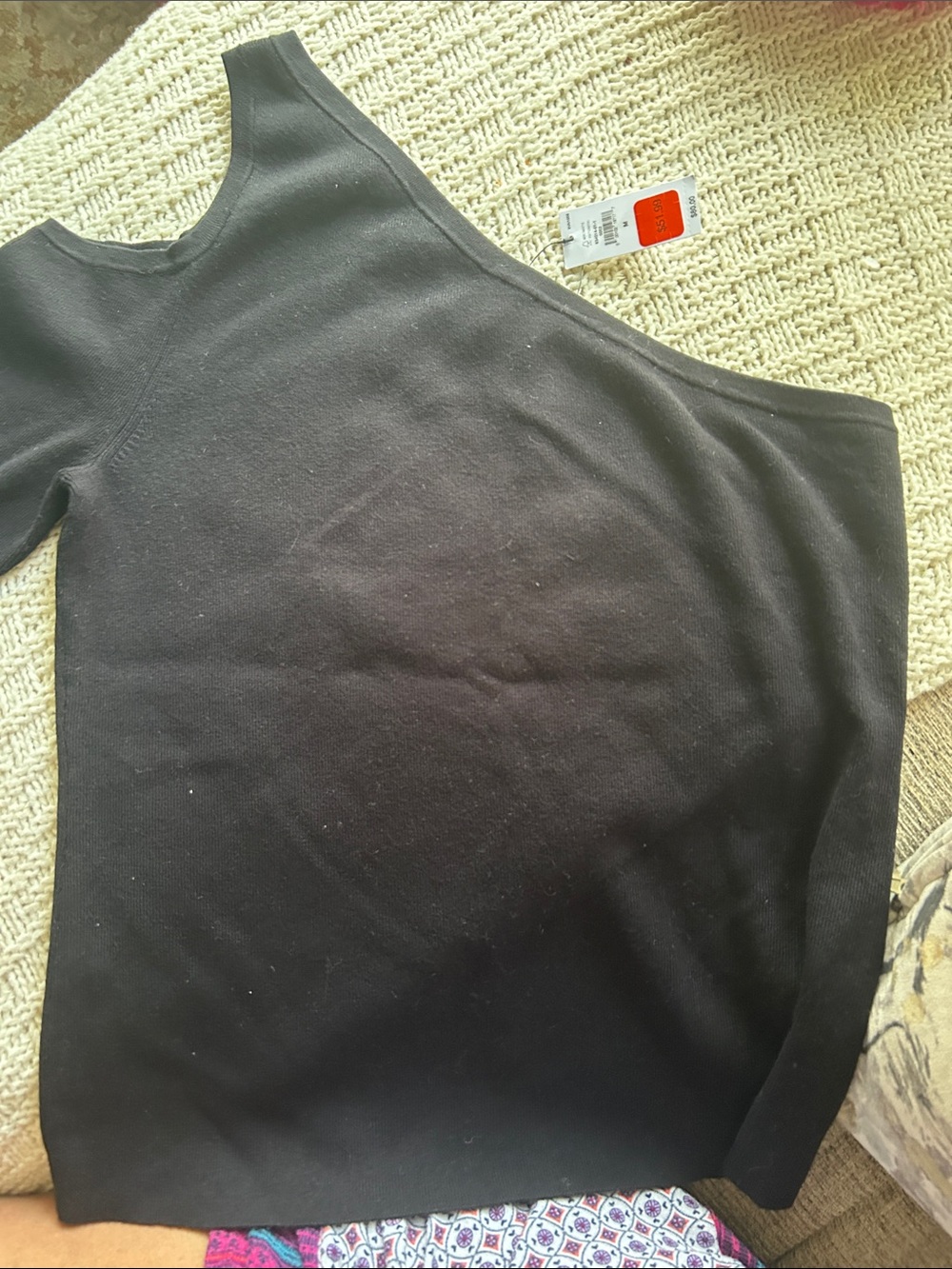 Banana Republic Black One-Shoulder Short Sleeve Top